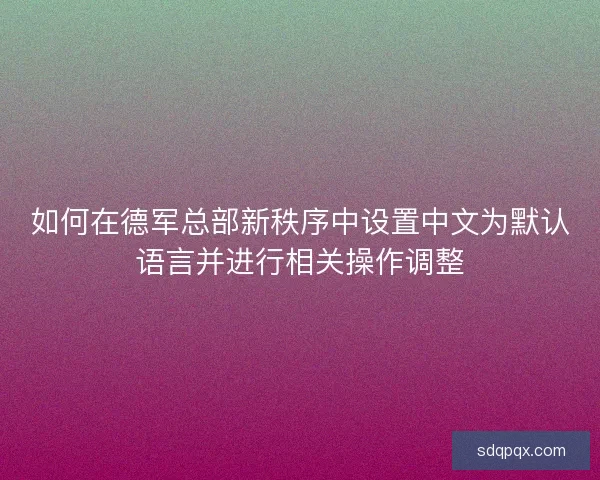如何在德军总部新秩序中设置中文为默认语言并进行相关操作调整