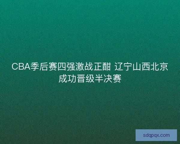 CBA季后赛四强激战正酣 辽宁山西北京成功晋级半决赛