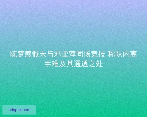 陈梦感慨未与邓亚萍同场竞技 称队内高手难及其通透之处