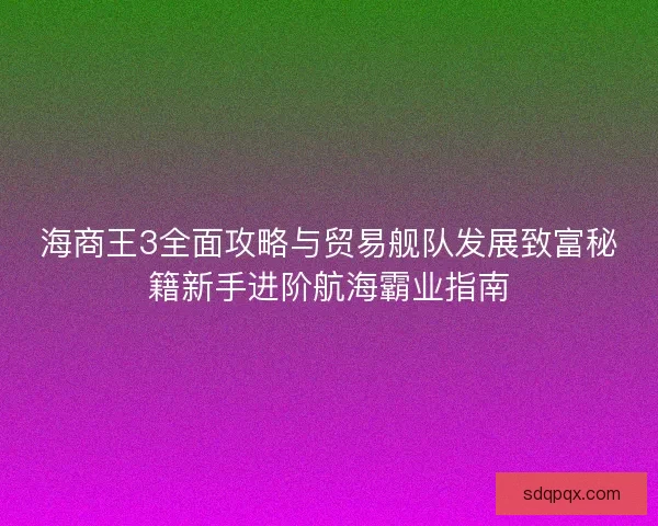 海商王3全面攻略与贸易舰队发展致富秘籍新手进阶航海霸业指南 海商王3全面攻略与贸易舰队发展致富秘籍新手进阶航海霸业指南