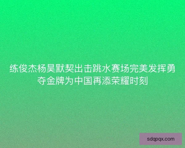 练俊杰杨昊默契出击跳水赛场完美发挥勇夺金牌为中国再添荣耀时刻