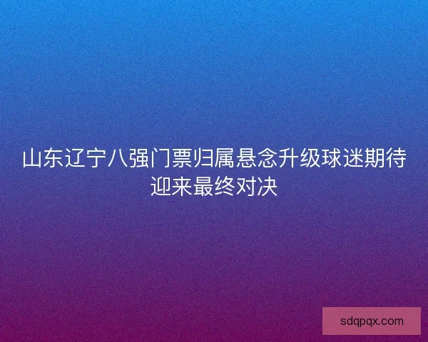 山东辽宁八强门票归属悬念升级球迷期待迎来最终对决