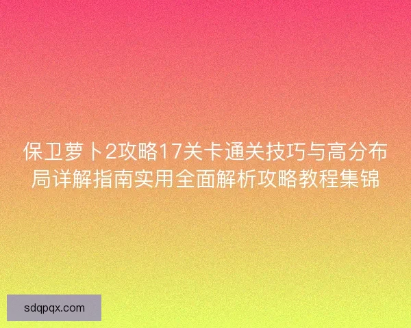 保卫萝卜2攻略17关卡通关技巧与高分布局详解指南实用全面解析攻略教程集锦